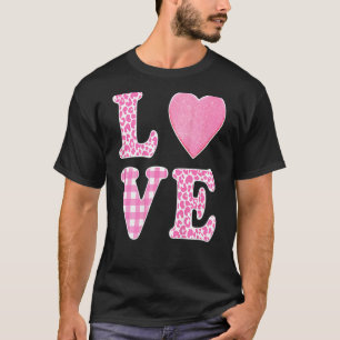 Camiseta Pink Happy S Day Valentines ama al leopardo Pla