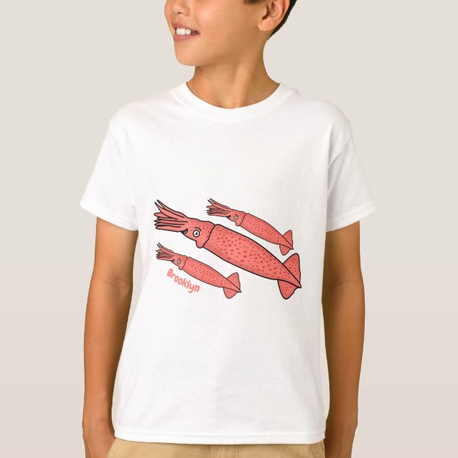 Camiseta Pink happy squid cartoon illustration  (Anverso)