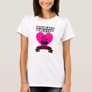 Camiseta Pink Heart Idol Cantando KPop Music Love Design