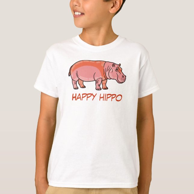 Camiseta Pink Hippo Kids T-Shirt – Cute and Playful Animal  (Anverso)