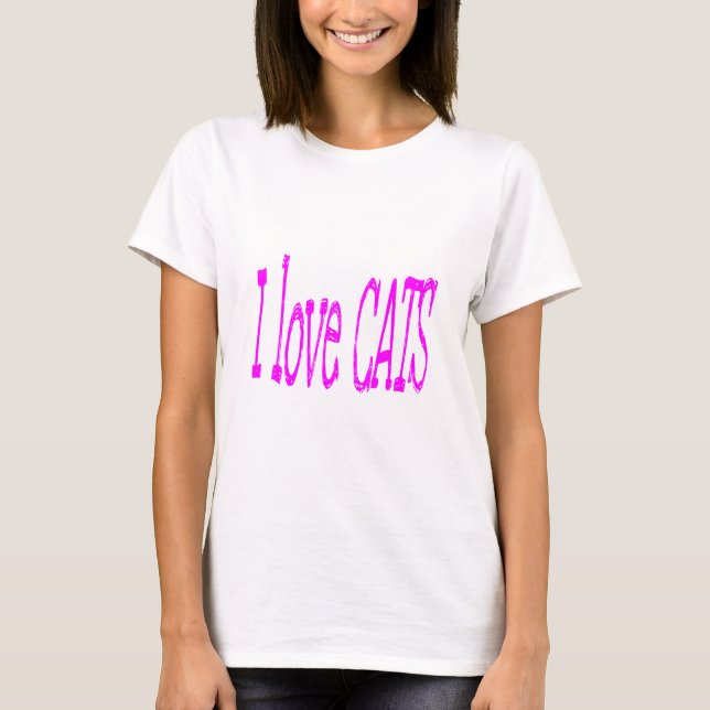 Camiseta Pink I Love Cats Typography (Anverso)