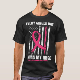 Camiseta Pink In Memory Of My Niece Mama Cancer Flag