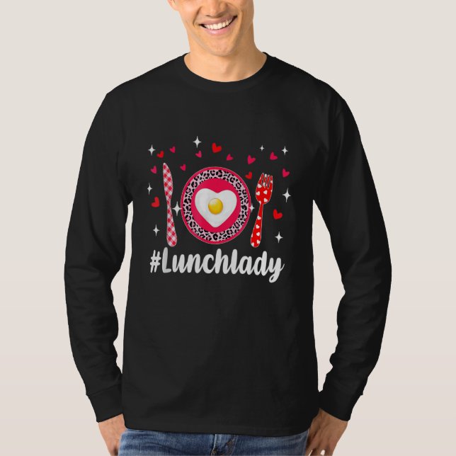 Camiseta Pink Leopard Loved Lunch Lady Hearts Valentine's D (Anverso)