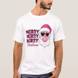 Camiseta Pink Leopard Print Santa T-Shirt | Merry Christmas