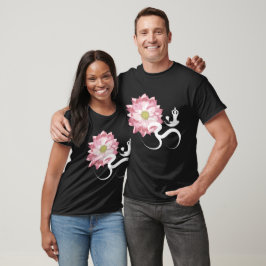 Camiseta Pink Lotus Flor Yoga & Zen Calligraphy Om Aum