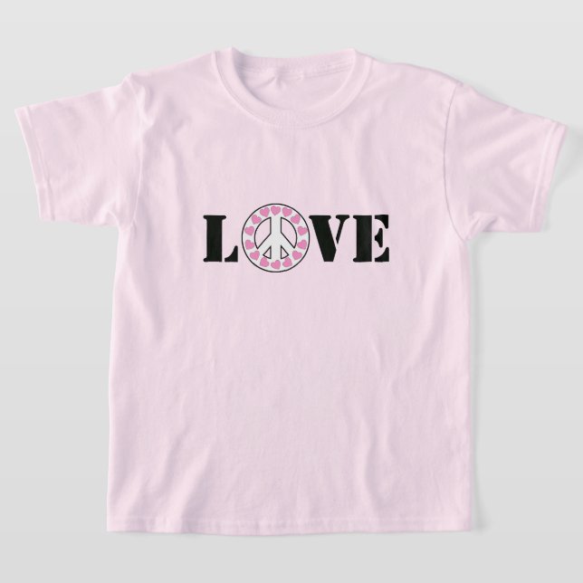 Camiseta Pink Love & Peace Sign Hearts (Distribución)