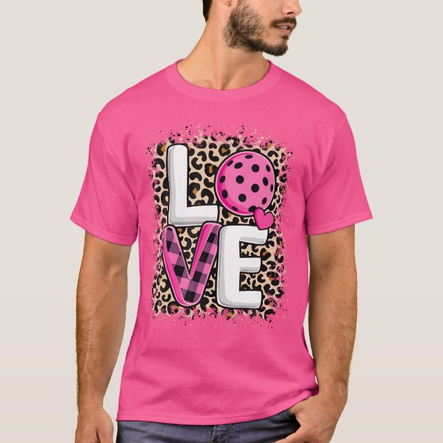 Camiseta Pink Love Pickleball Cute Pickleball Lover Leopard (Anverso)