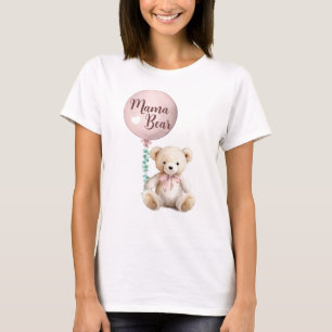 Camiseta Pink Mama Bear Teddy Baby Shower Tee
