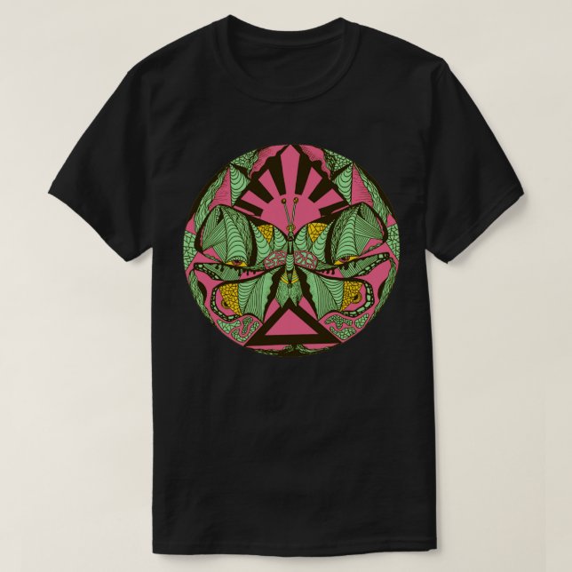 Camiseta Pink Mint Sunrise Abstract Butterfly (Diseño del anverso)
