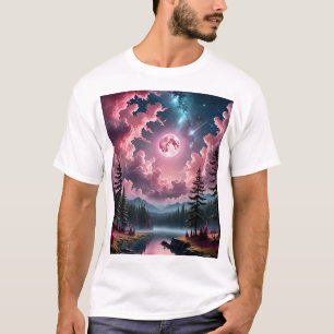 Camiseta Pink Moon Fantasy Dreamy Night Sky Landscape Tee