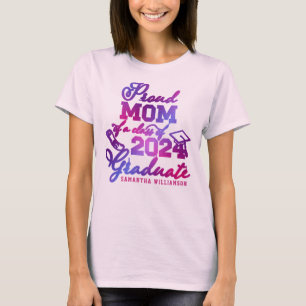 Camiseta Pink Morple Blue Orgullosa Mamá de Graduado de Cla