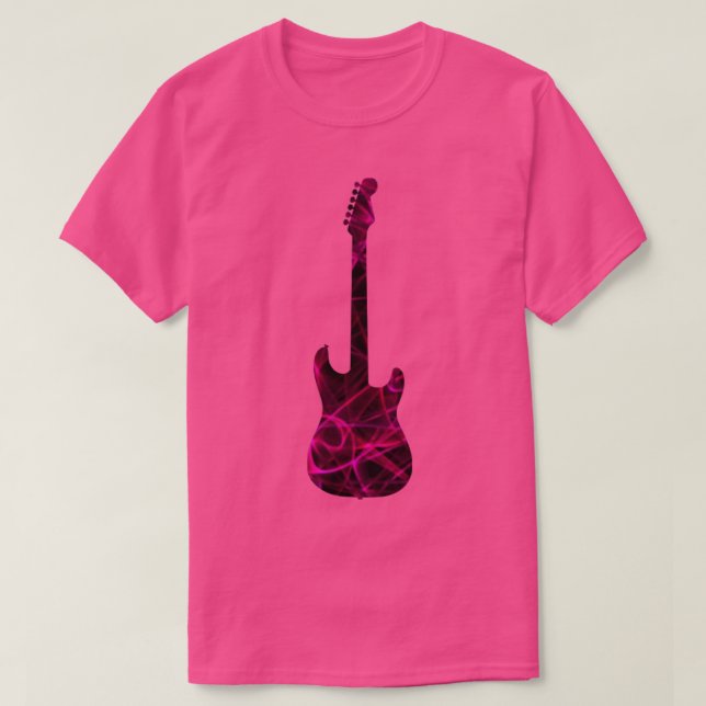 Camiseta Pink on Purple Flame Guitar Silhouette (Diseño del anverso)