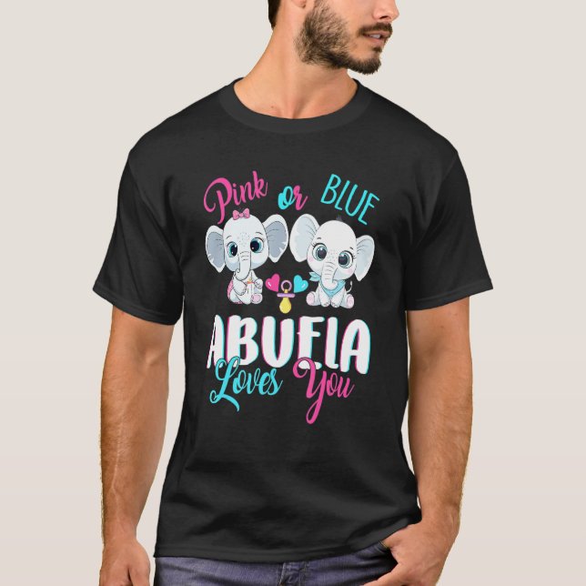 Camiseta Pink Or Blue Abuela Loves You Elephants Baby Gende (Anverso)