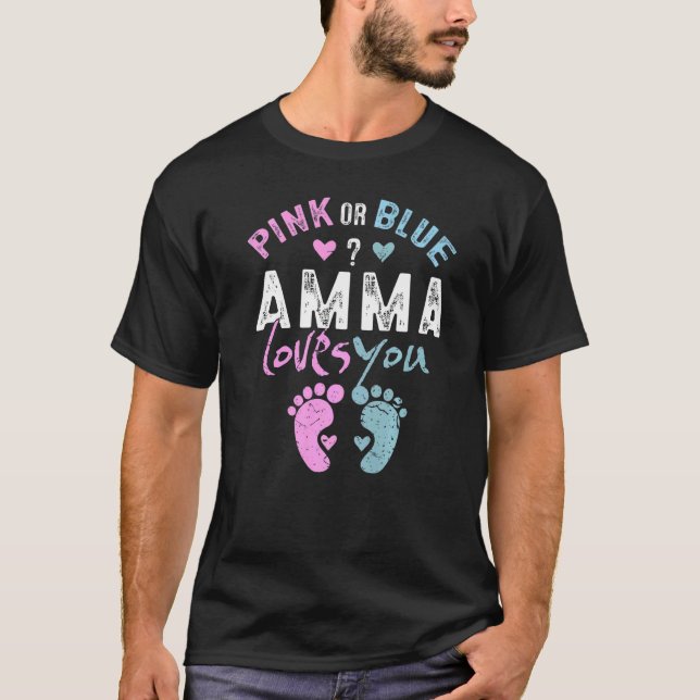 Camiseta Pink or Blue Amma Loves You Grandma  for Grandpare (Anverso)