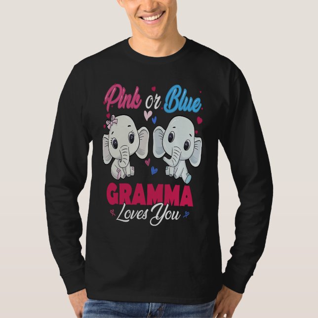 Camiseta Pink or Blue Elephants Gramma Loves You Baby Showe (Anverso)
