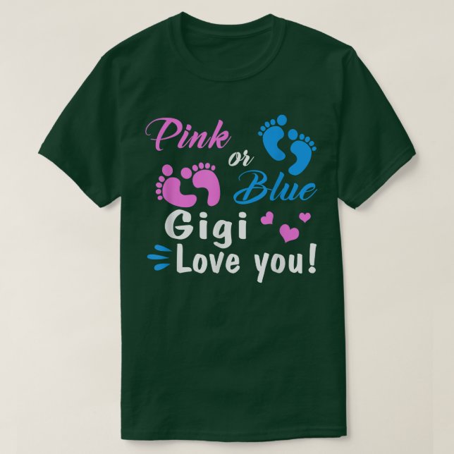 Camiseta Pink Or Blue Gigi Loves You Gender Reveal Party  (Diseño del anverso)