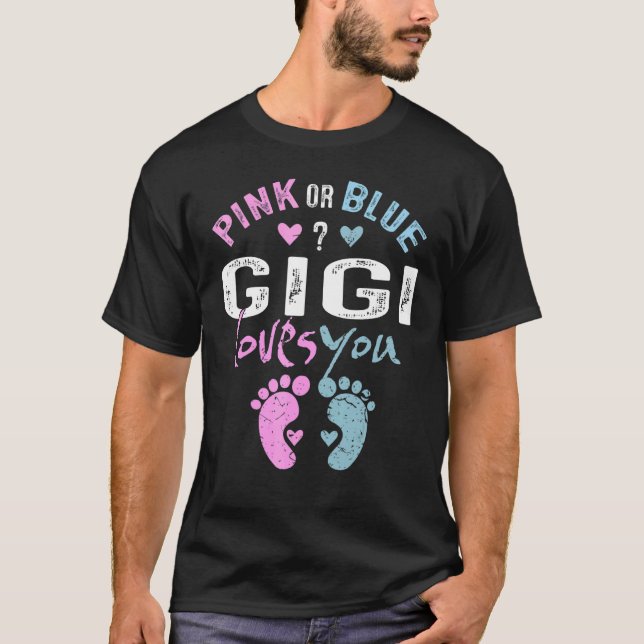 Camiseta Pink or Blue Gigi Loves You Grandma   for Grandpar (Anverso)