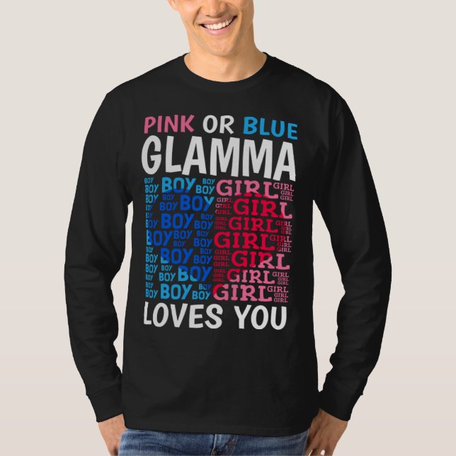 Camiseta Pink Or Blue Glamma Loves You Gender Reveal Baby S (Anverso)