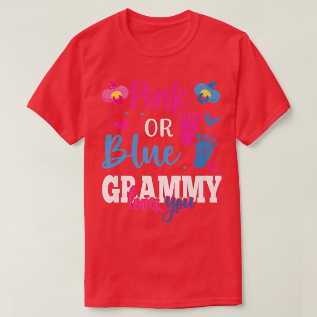 Camiseta Pink or Blue Grammy Loves You Baby Gender Reveal P (Diseño del anverso)