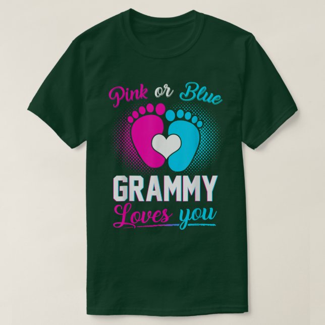 Camiseta Pink Or Blue Grammy Loves You Baby Gender Reveal P (Diseño del anverso)