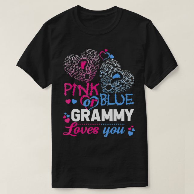 Camiseta Pink Or Blue Grammy Loves You T  Gender Reveal Bab (Diseño del anverso)