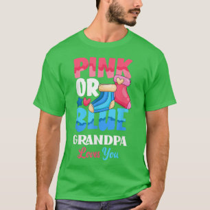 Camiseta Pink Or Blue Grandpa Loves You Baby Sock Gender Re