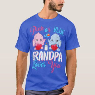Camiseta Pink Or Blue Grandpa Loves You ElephantsBaby Gende