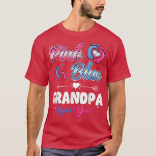 Camiseta Pink or Blue Heart Grandpa Loves You Shower Gender