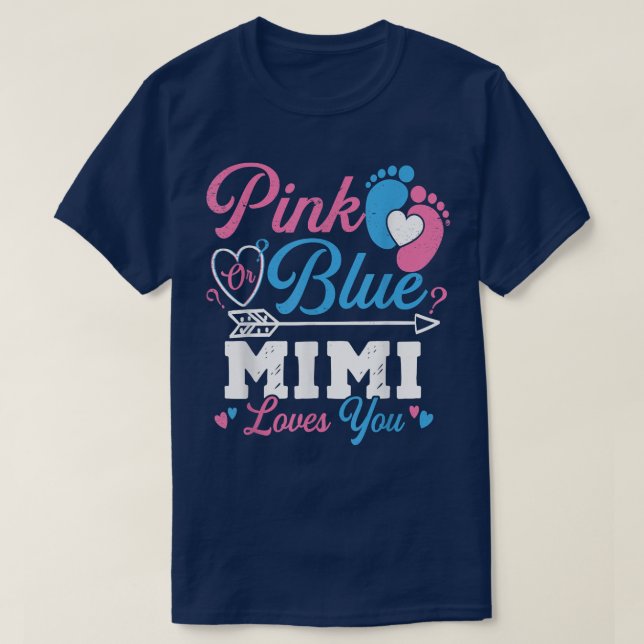 Camiseta Pink Or Blue Mimi Loves You Gender Reveal Baby Par (Diseño del anverso)