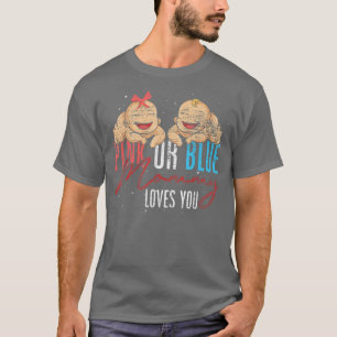 Camiseta Pink Or Blue Mommy Loves You Future Mom Gender Rev
