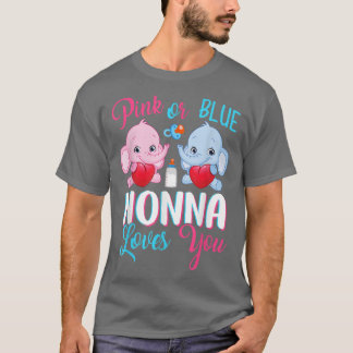 Camiseta Pink Or Blue Nonna Loves You ElephantsBaby Gender 