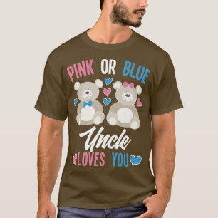 Camiseta Pink or Blue Uncle Loves You Baby Gender Reveal