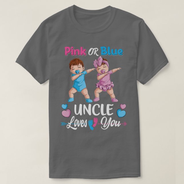 Camiseta Pink Or Blue Uncle Loves You Baby Gender Reveal Pa (Diseño del anverso)