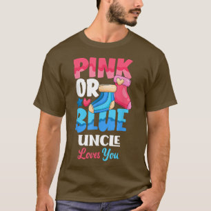 Camiseta Pink Or Blue Uncle Loves You Baby Sock Gender Reve