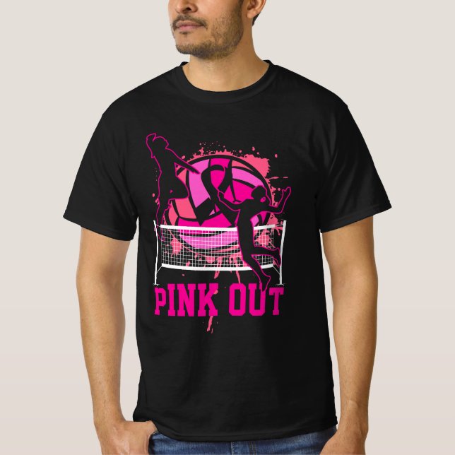 Camiseta Pink Out Bump Set Spike Volleyball Mamis Cancer A (Anverso)