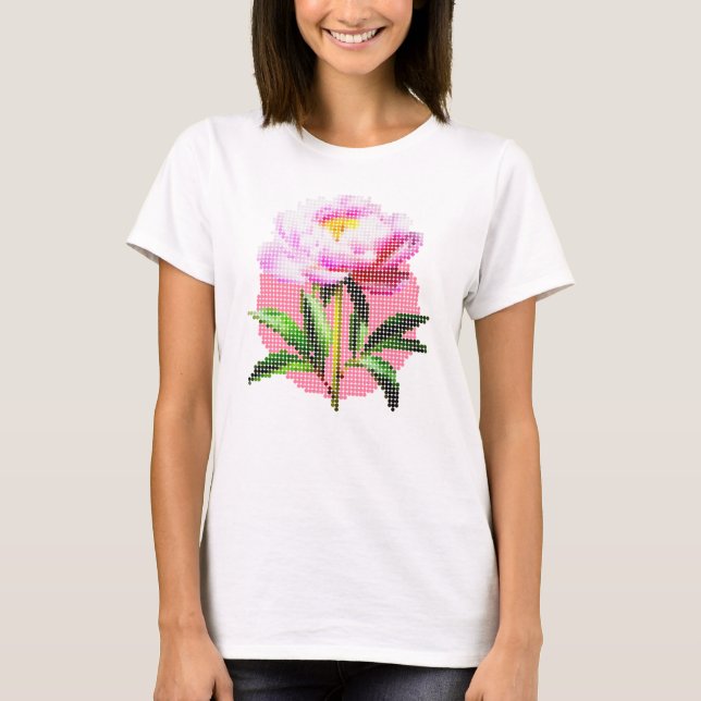 Camiseta Pink Peony Dot Mosaic Flower (Anverso)