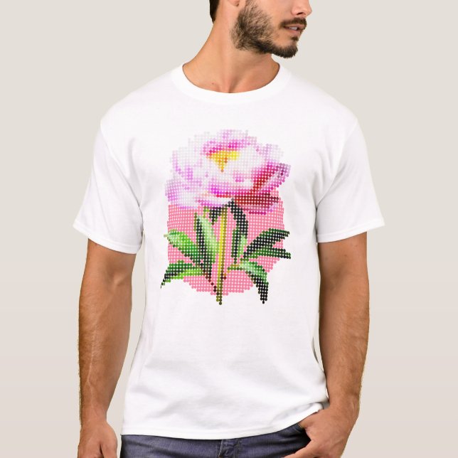 Camiseta Pink Peony Dot Mosaic Flower Men's (Anverso)