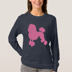 Camiseta PINK POODLE DOG Naval Mujeres azules de manga larg