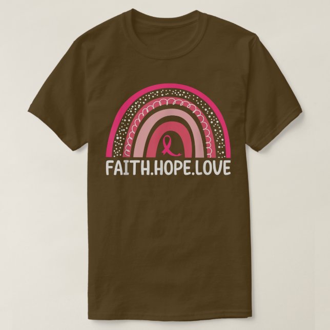 Camiseta Pink Rainbow Ribbon Breast Cancer Awareness Faith  (Diseño del anverso)