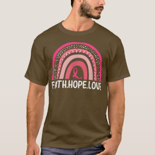 Camiseta Pink Rainbow Ribbon Breast Cancer Awareness Faith 