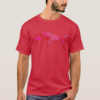 Camiseta Pink Red Heart Love Mom Sea Fish Shark Mama Mother