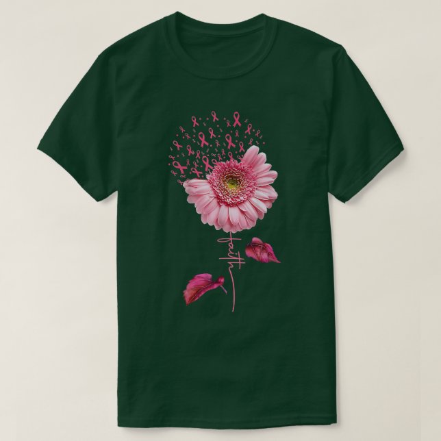 Camiseta Pink Ribbon Daisy Faith  Breast Cancer Awareness M (Diseño del anverso)