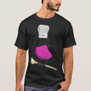 Camiseta Pink Robin Bird Kitchef Gorra Cocina Graciosa Bio