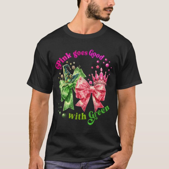 Camiseta Pink se vuelve bueno con Green Funny Walloween Wit (Anverso)