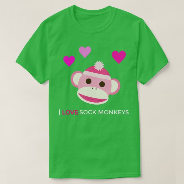 Camiseta Pink Sock Monkey I Love Sock Monkeys (Diseño del anverso)