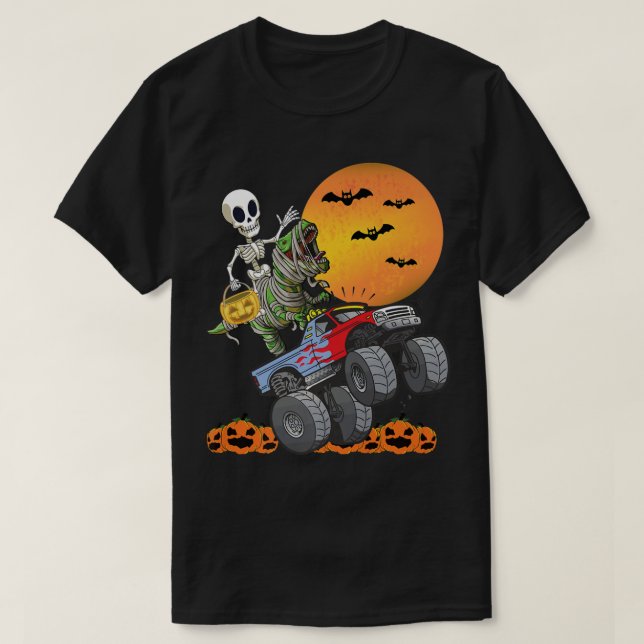 Camiseta Pink Spooky Halloween Monster Truck Pumpkin Mummy  (Diseño del anverso)