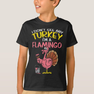 Camiseta Pink Turkey Flamingo Divertido Día de Acción de Gr