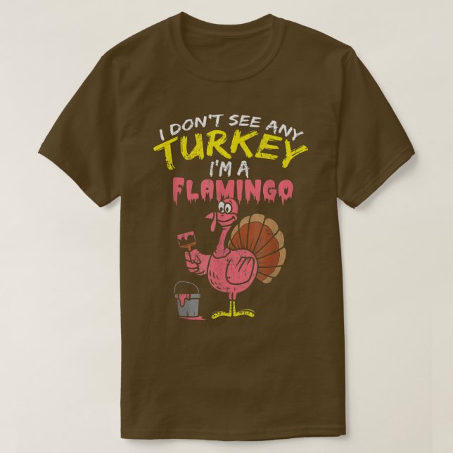 Camiseta Pink Turkey Flamingo Gracioso Día de Acción de Gra (Diseño del anverso)
