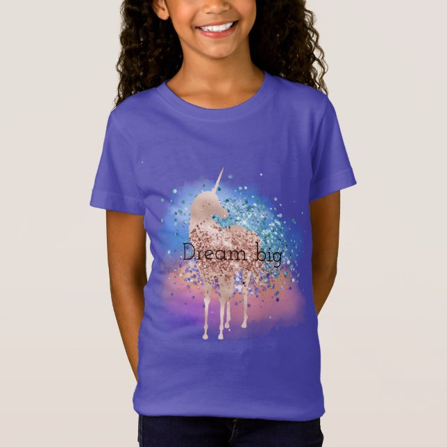 Camiseta Pink Unicorn Sparkle Purple Aqua Purpurina Confett