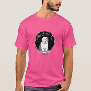 Camiseta Pink Valentine Old English Sheepdog Gray 1 Fun